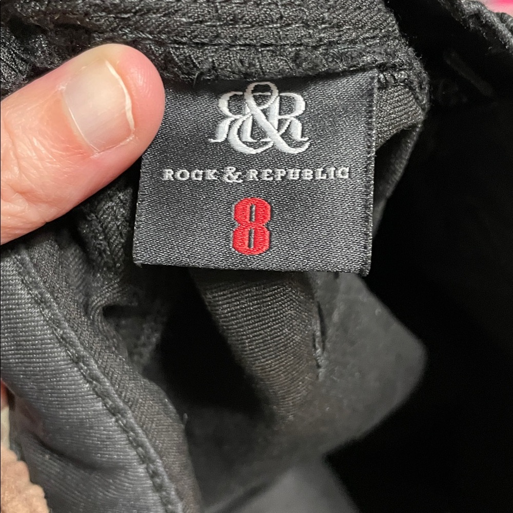NWT Rock & Republic Kashmiere Zip It Leggings Jet Black Faux Leather Denim Sz 8 - Picture 5 of 13